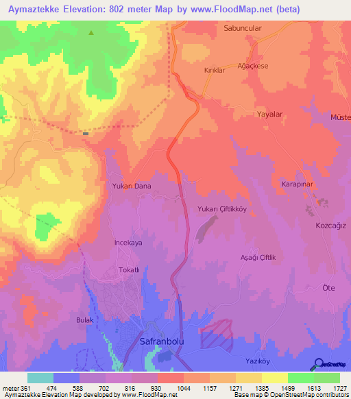 Aymaztekke,Turkey Elevation Map