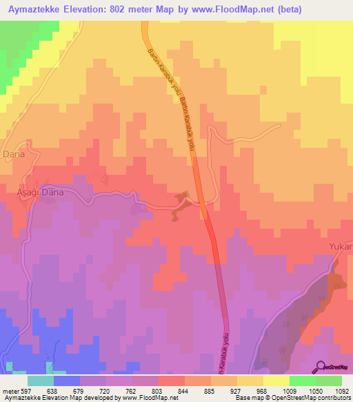 Aymaztekke,Turkey Elevation Map