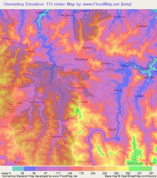 Osmankoy,Turkey Elevation Map