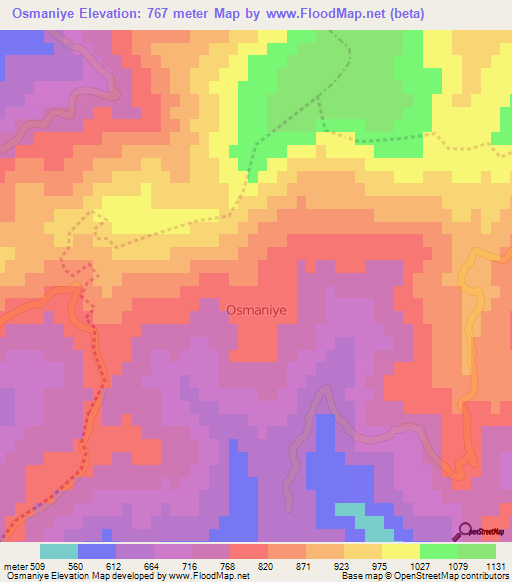 Osmaniye,Turkey Elevation Map