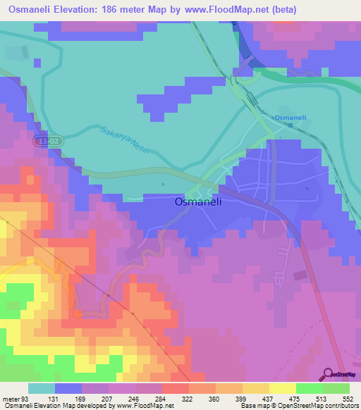 Osmaneli,Turkey Elevation Map