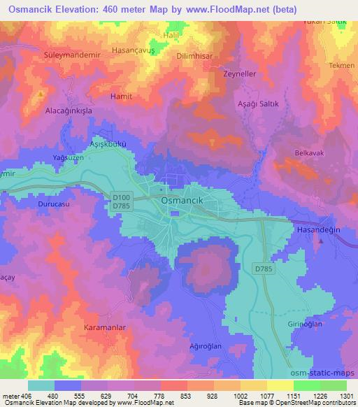 Osmancik,Turkey Elevation Map