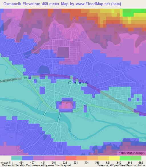 Osmancik,Turkey Elevation Map