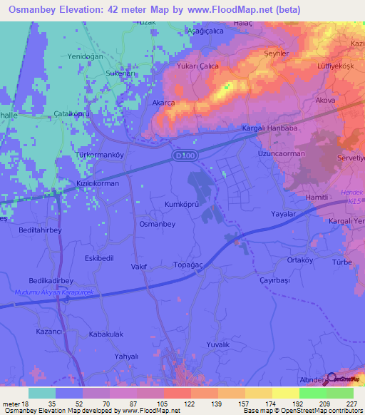 Osmanbey,Turkey Elevation Map