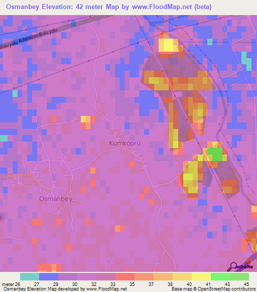 Osmanbey,Turkey Elevation Map