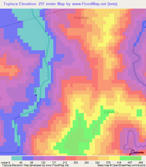 Topluca,Turkey Elevation Map