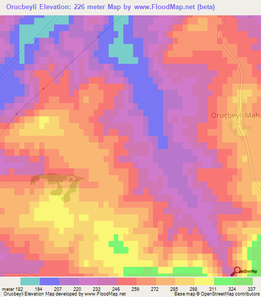 Orucbeyli,Turkey Elevation Map