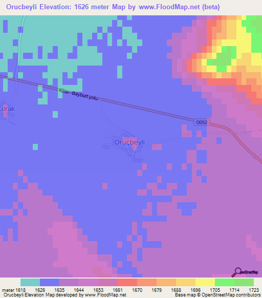 Orucbeyli,Turkey Elevation Map