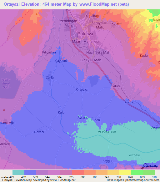 Ortayazi,Turkey Elevation Map