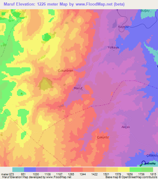 Maruf,Turkey Elevation Map