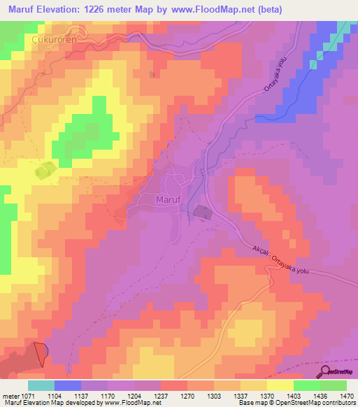 Maruf,Turkey Elevation Map