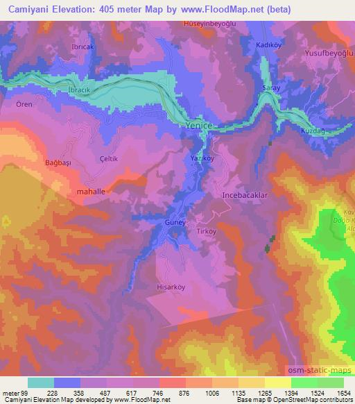 Camiyani,Turkey Elevation Map