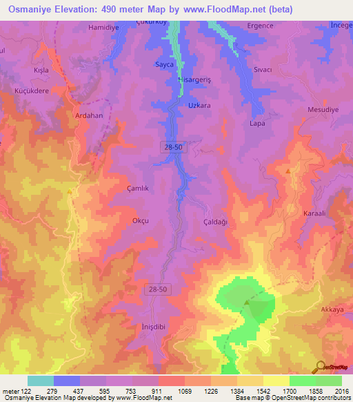 Osmaniye,Turkey Elevation Map