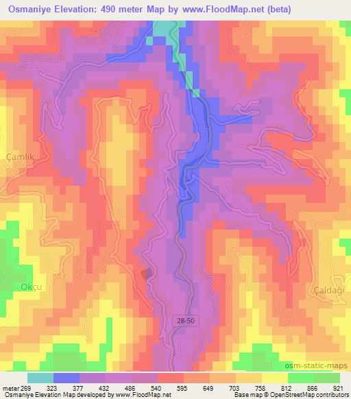 Osmaniye,Turkey Elevation Map