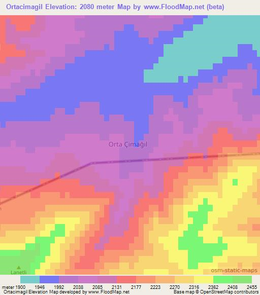 Ortacimagil,Turkey Elevation Map