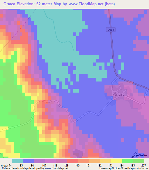 Ortaca,Turkey Elevation Map