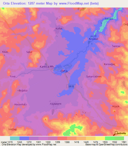 Orta,Turkey Elevation Map