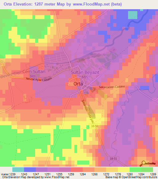 Orta,Turkey Elevation Map