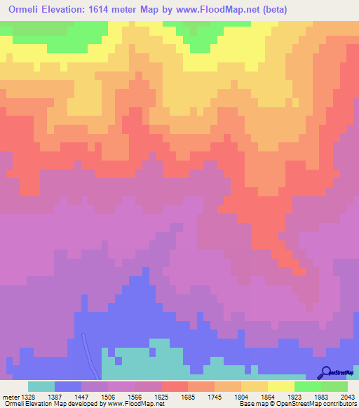 Ormeli,Turkey Elevation Map