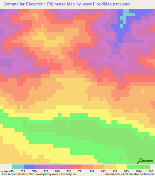 Ormancilar,Turkey Elevation Map