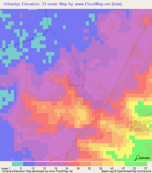 Orhaniye,Turkey Elevation Map