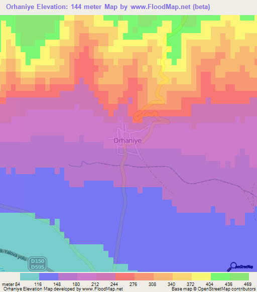 Orhaniye,Turkey Elevation Map