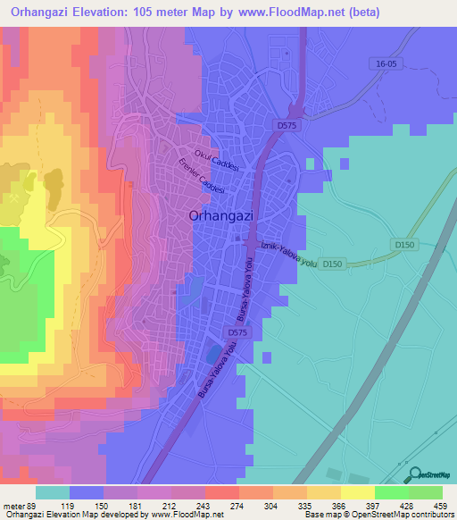 Orhangazi,Turkey Elevation Map