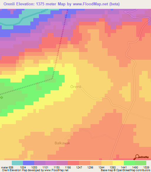 Orenli,Turkey Elevation Map