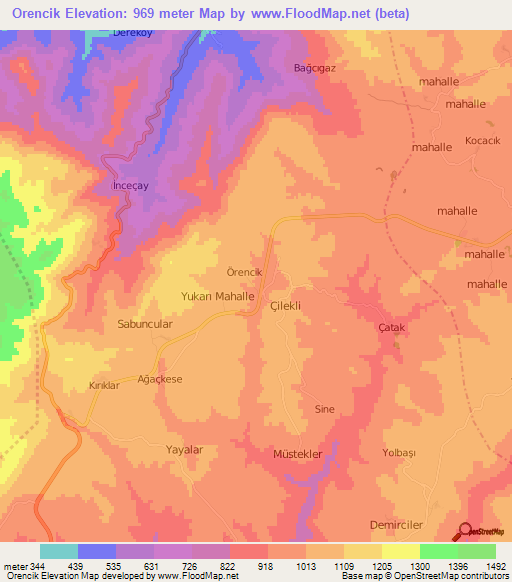 Orencik,Turkey Elevation Map