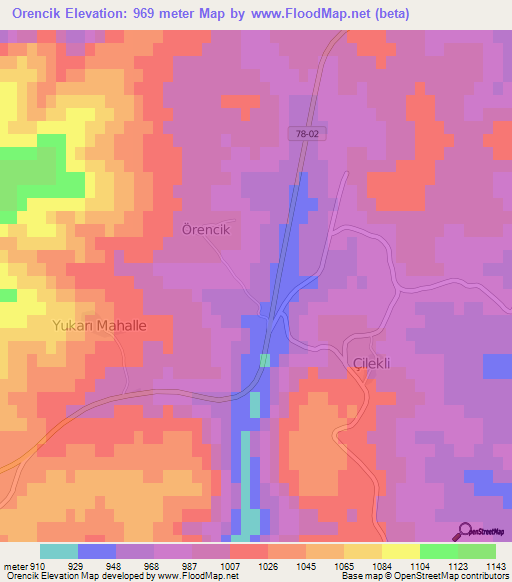 Orencik,Turkey Elevation Map