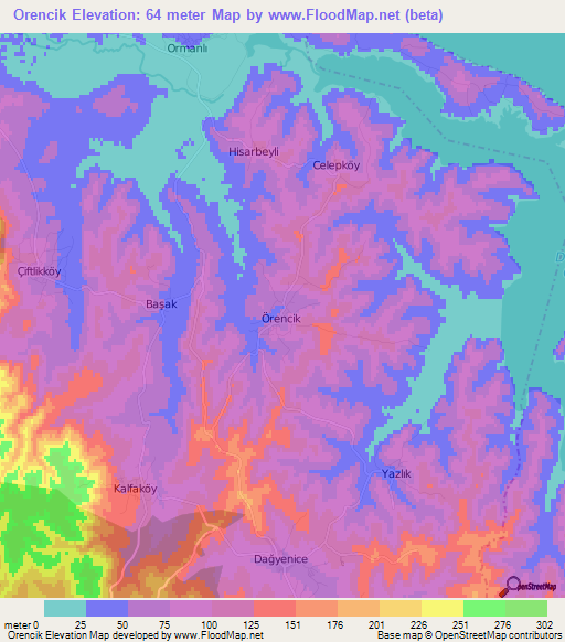 Orencik,Turkey Elevation Map