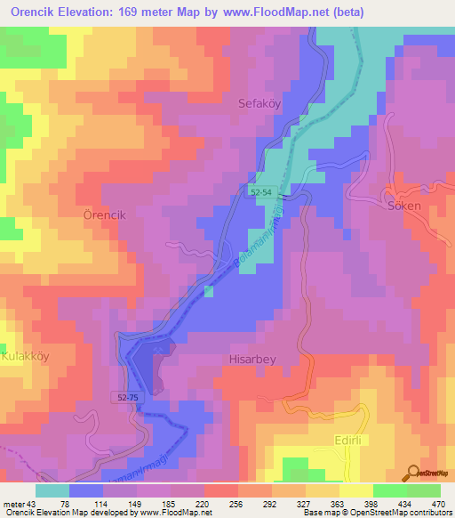 Orencik,Turkey Elevation Map