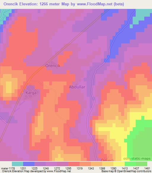 Orencik,Turkey Elevation Map