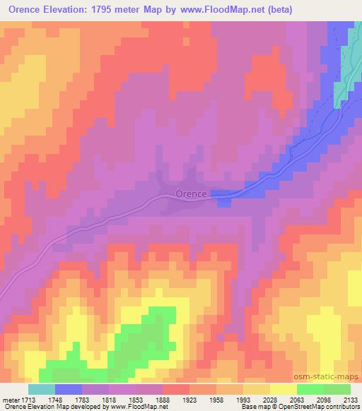 Orence,Turkey Elevation Map