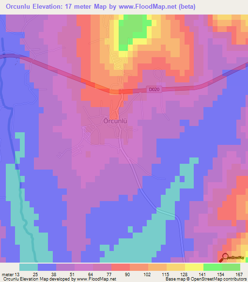 Orcunlu,Turkey Elevation Map