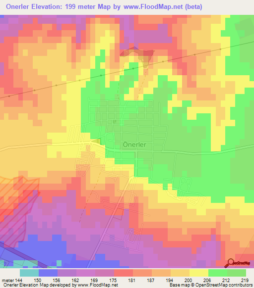 Onerler,Turkey Elevation Map