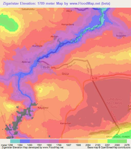 Zigaristav,Turkey Elevation Map