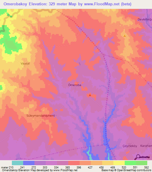 Omerobakoy,Turkey Elevation Map