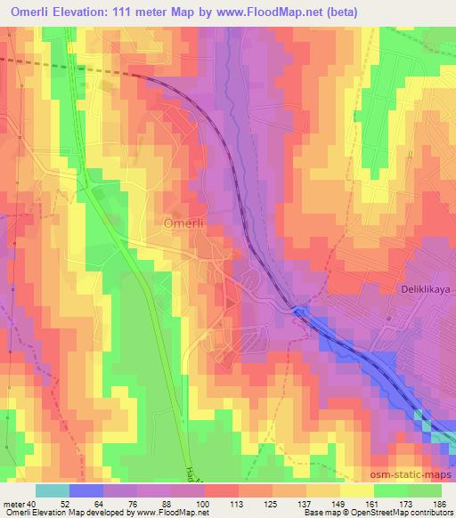 Omerli,Turkey Elevation Map