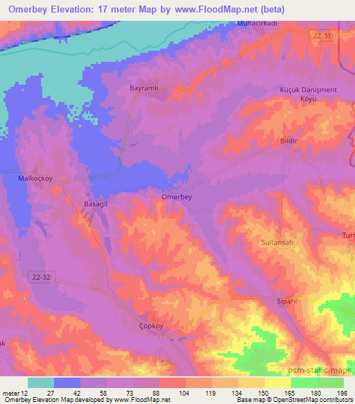 Omerbey,Turkey Elevation Map