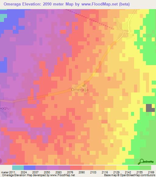 Omeraga,Turkey Elevation Map