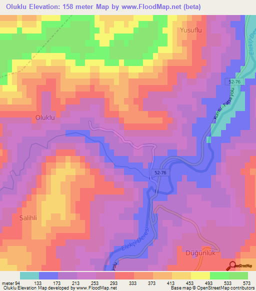 Oluklu,Turkey Elevation Map