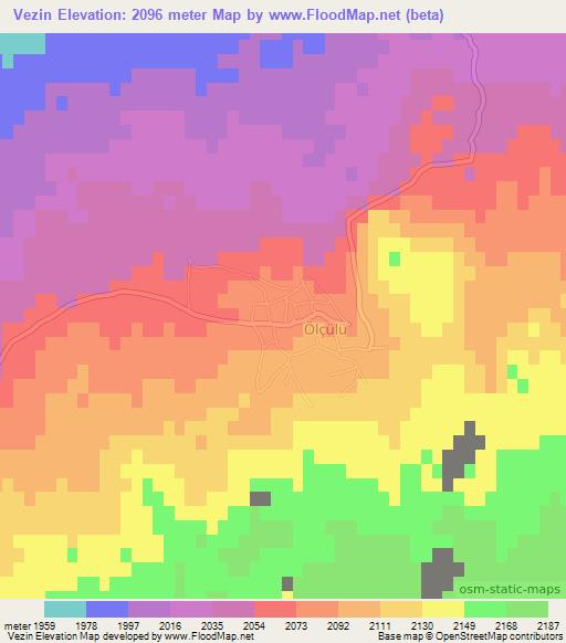 Vezin,Turkey Elevation Map