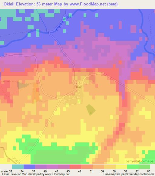 Oklali,Turkey Elevation Map