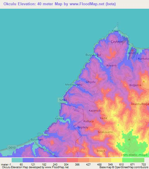 Okculu,Turkey Elevation Map