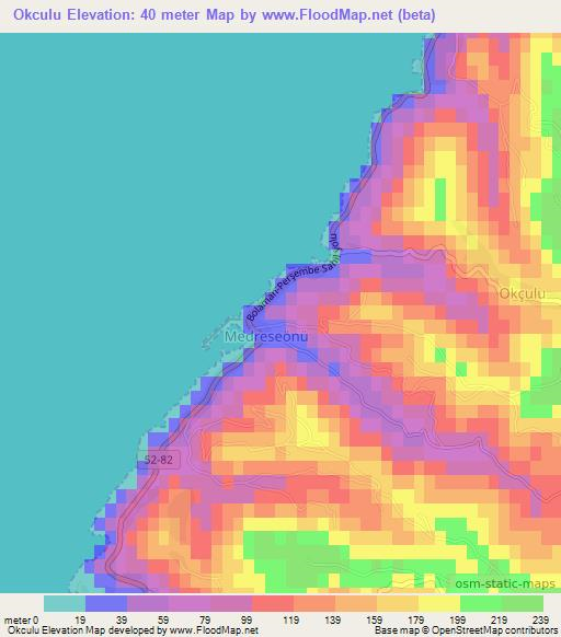 Okculu,Turkey Elevation Map