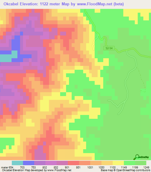 Okcabel,Turkey Elevation Map