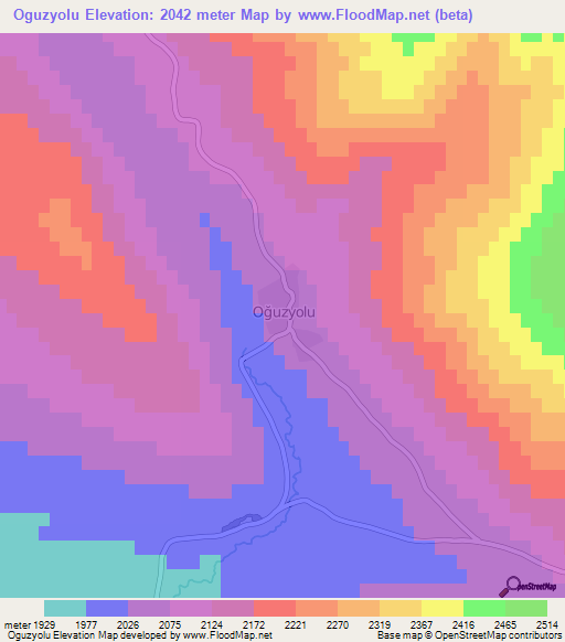 Oguzyolu,Turkey Elevation Map