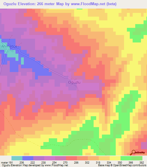 Oguzlu,Turkey Elevation Map