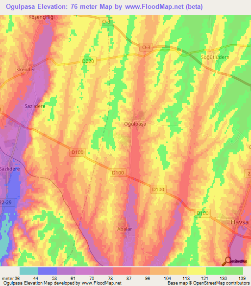 Ogulpasa,Turkey Elevation Map